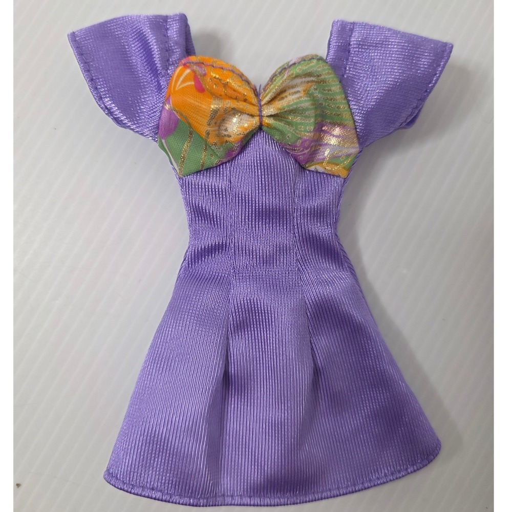 Vintage Barbie Purple Satin Dress Bow Bodice Mattel 1990s 2000s